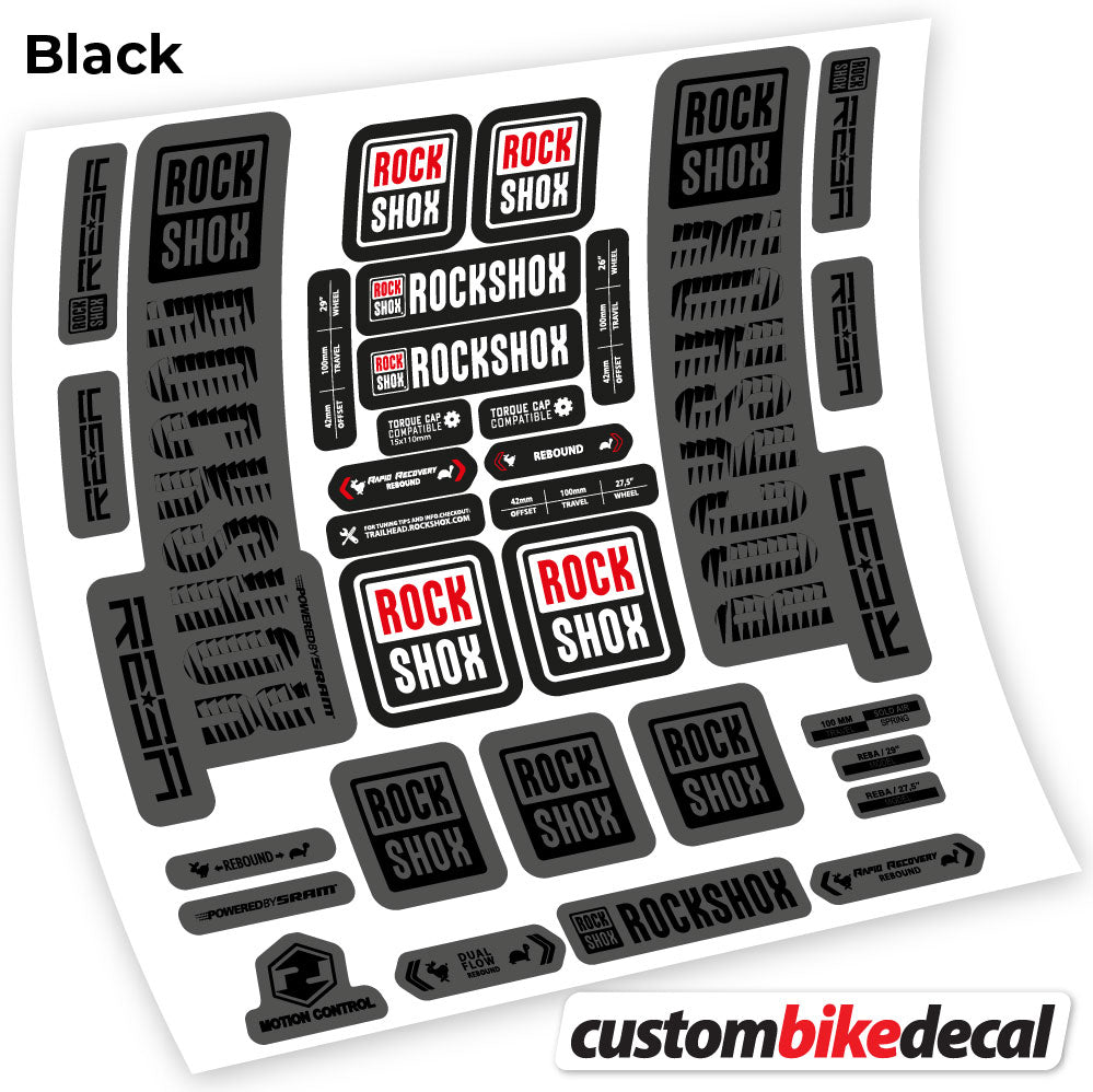 Matte Black+Gloss Black decal for Rock Shox Reba 2019 fork 29" – bike sticker vinyl