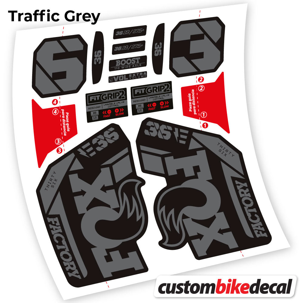 Trac Grey decal for Fox E-Bike Factory 2021 fork – bike sticker vinyl