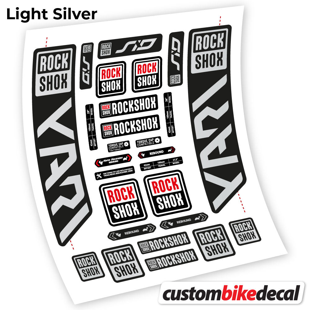 Light Silver decal for Rock Shox Yari 2021 fork – bike sticker vinyl