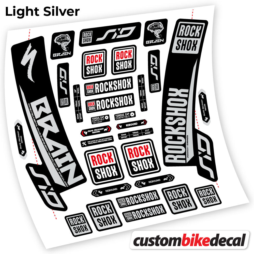 Light Silver decal for Rock Shox Sid Brain 2018 fork – bike sticker vinyl