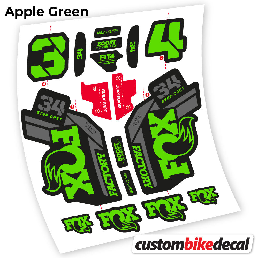 Apple Green decal for Fox 34 SC Factory 2021 fork – bike sticker vinyl
