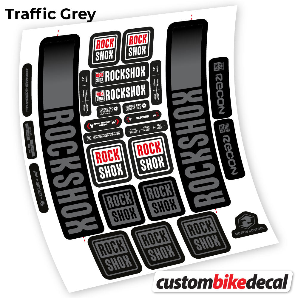 Trafc Grey decal for Rock Shox Recon 2021 fork – bike sticker vinyl