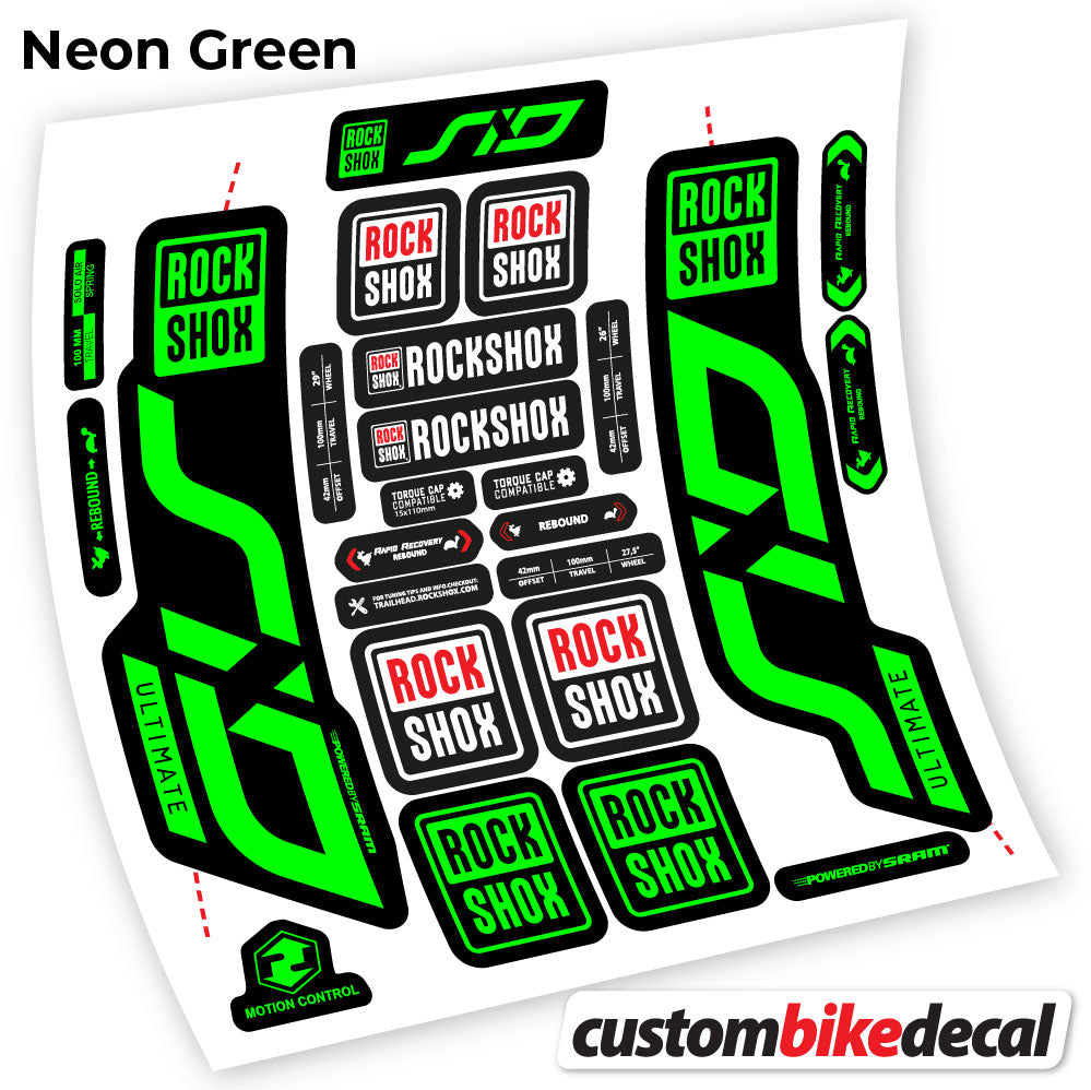 Neon Green decal for Rock Shox Sid Ultimate 2020 fork – bike sticker vinyl
