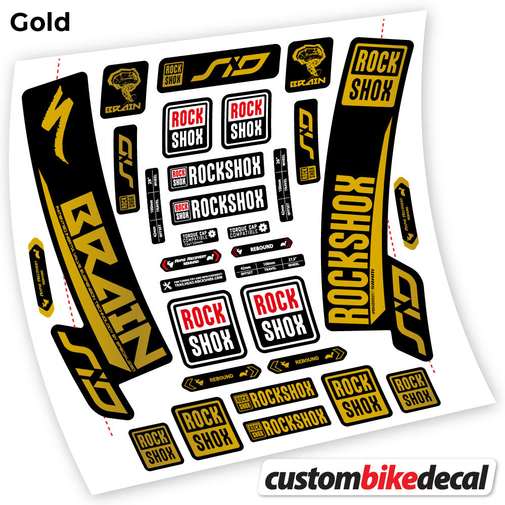 Gold decal for Rock Shox Sid Brain 2018 fork – bike sticker vinyl