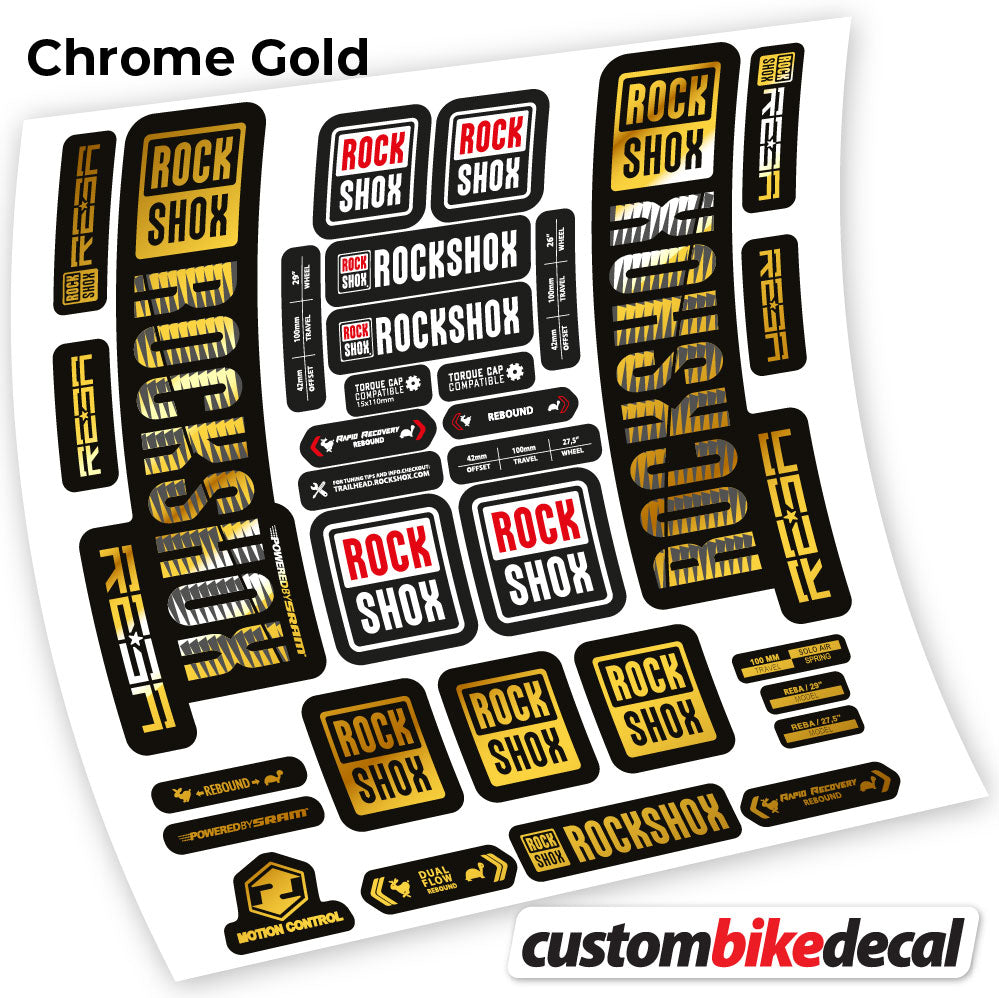 Chrome Gold decal for Rock Shox Reba 2019 fork 29" – bike sticker vinyl