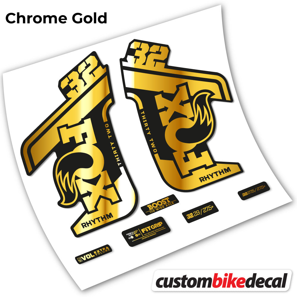 Chrome Gold decal for Fox Rhythm fork – bike sticker vinyl