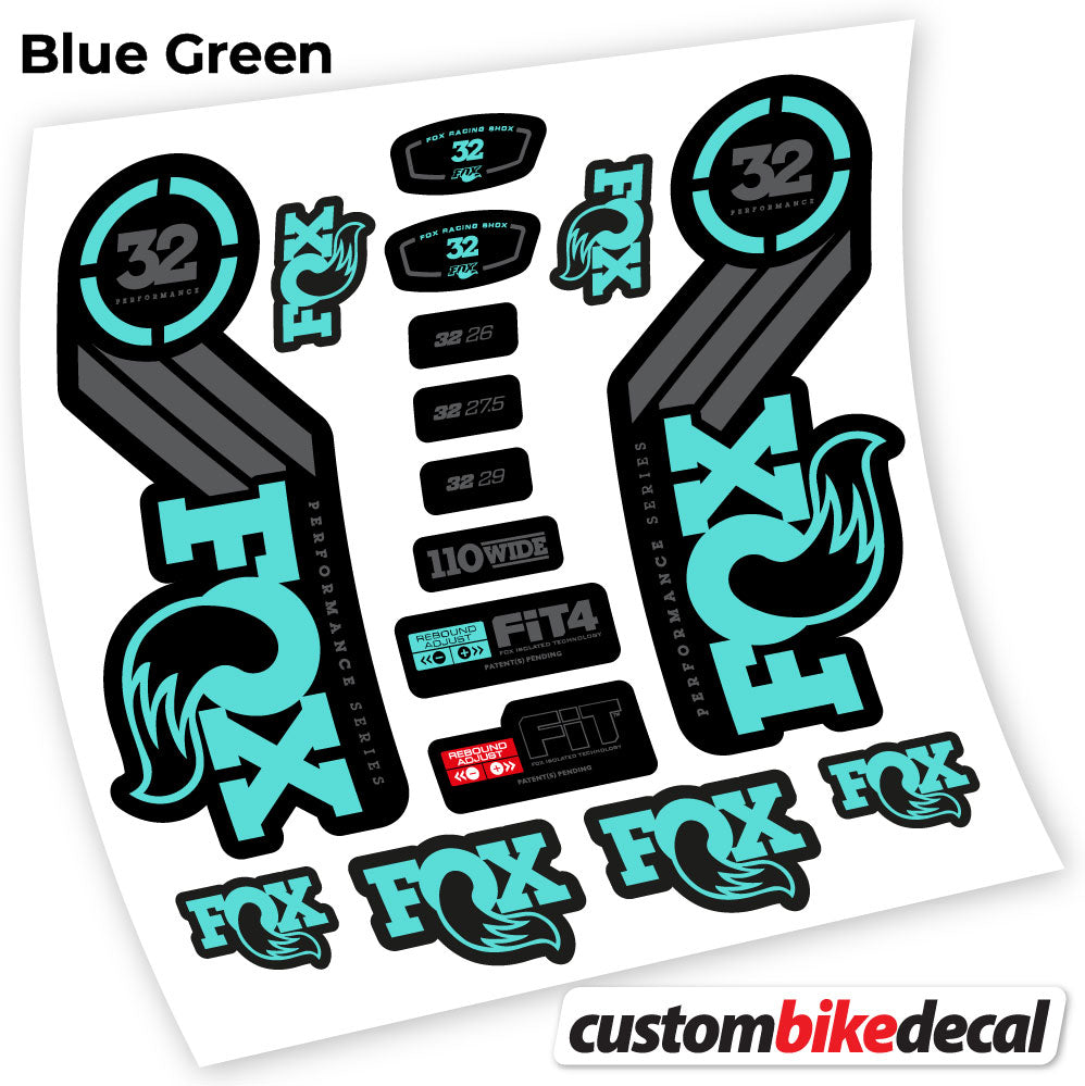 Blue Green decal for Fox 32 Performance 2016 fork – bike sticker vinyl