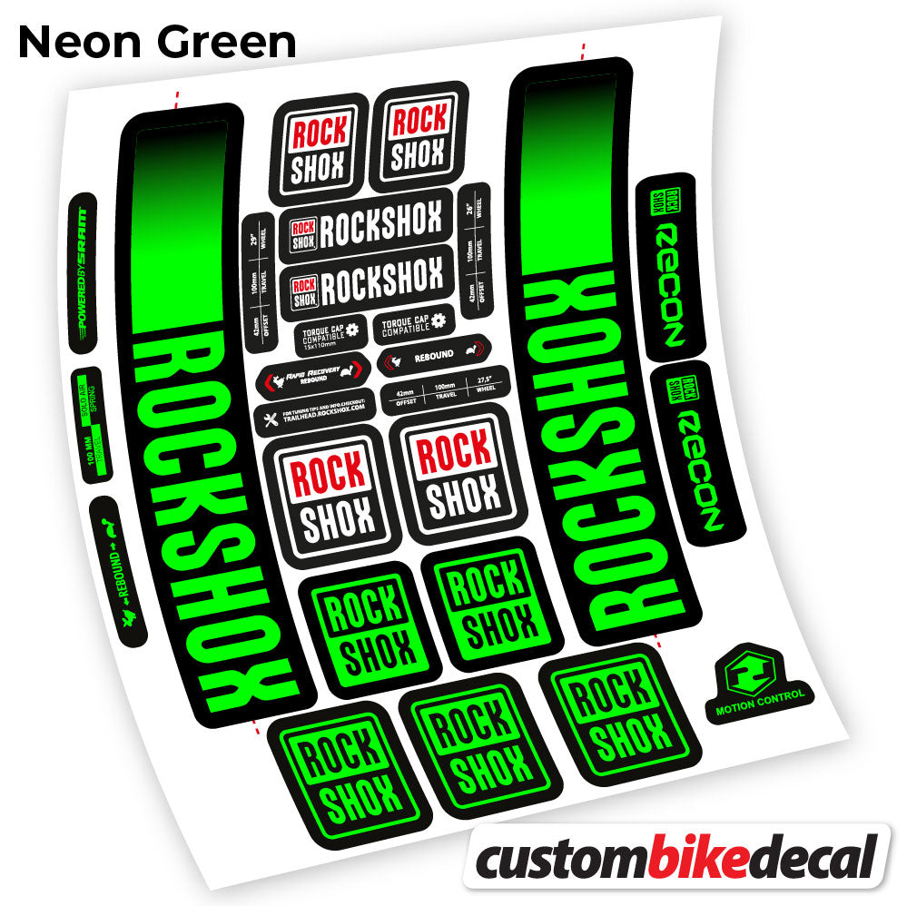 Neon Green decal for Rock Shox Recon 2021 fork – bike sticker vinyl