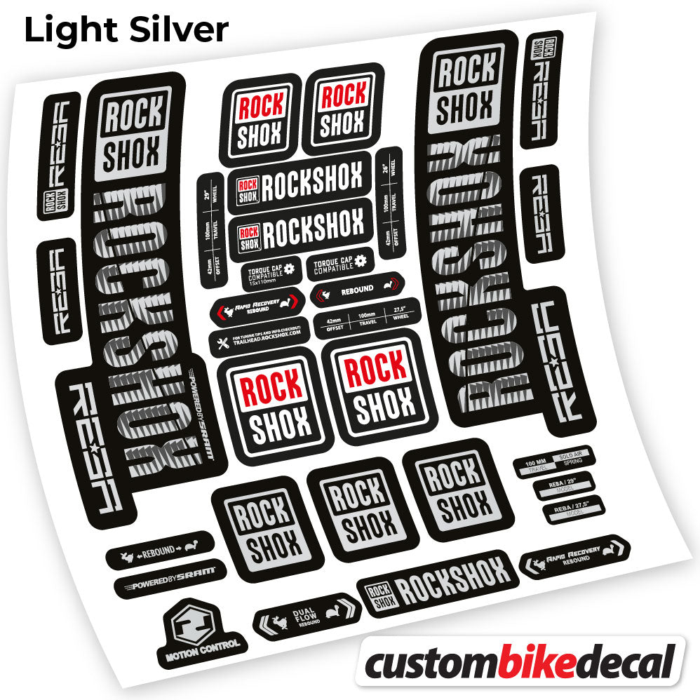 Light Silver decal for Rock Shox Reba 2019 fork 29" – bike sticker vinyl