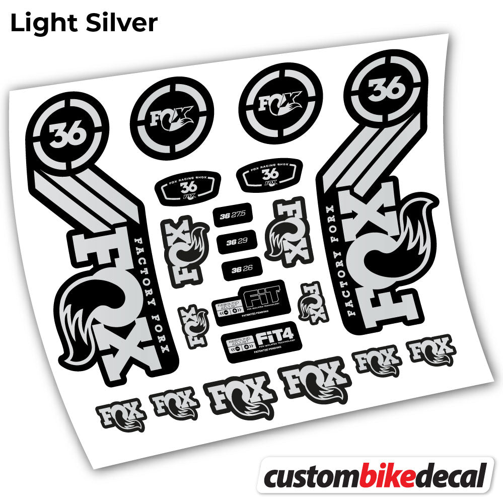 Light Silver decal for Fox 36 Heritage 2016 fork – bike sticker vinyl