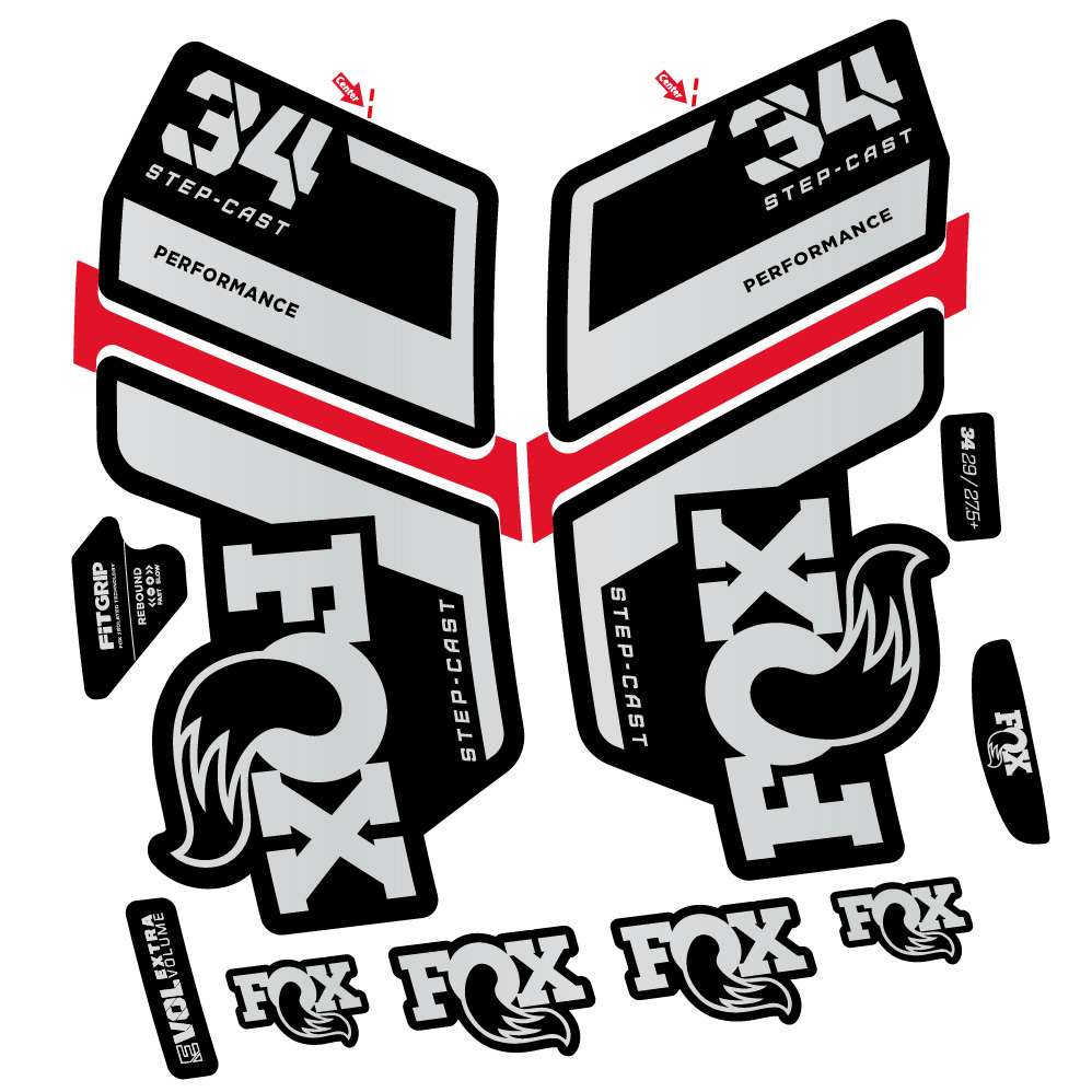 Stickers Fox 34 Performance SC 2022 compatibles Autocollants fourche VTT 29"
