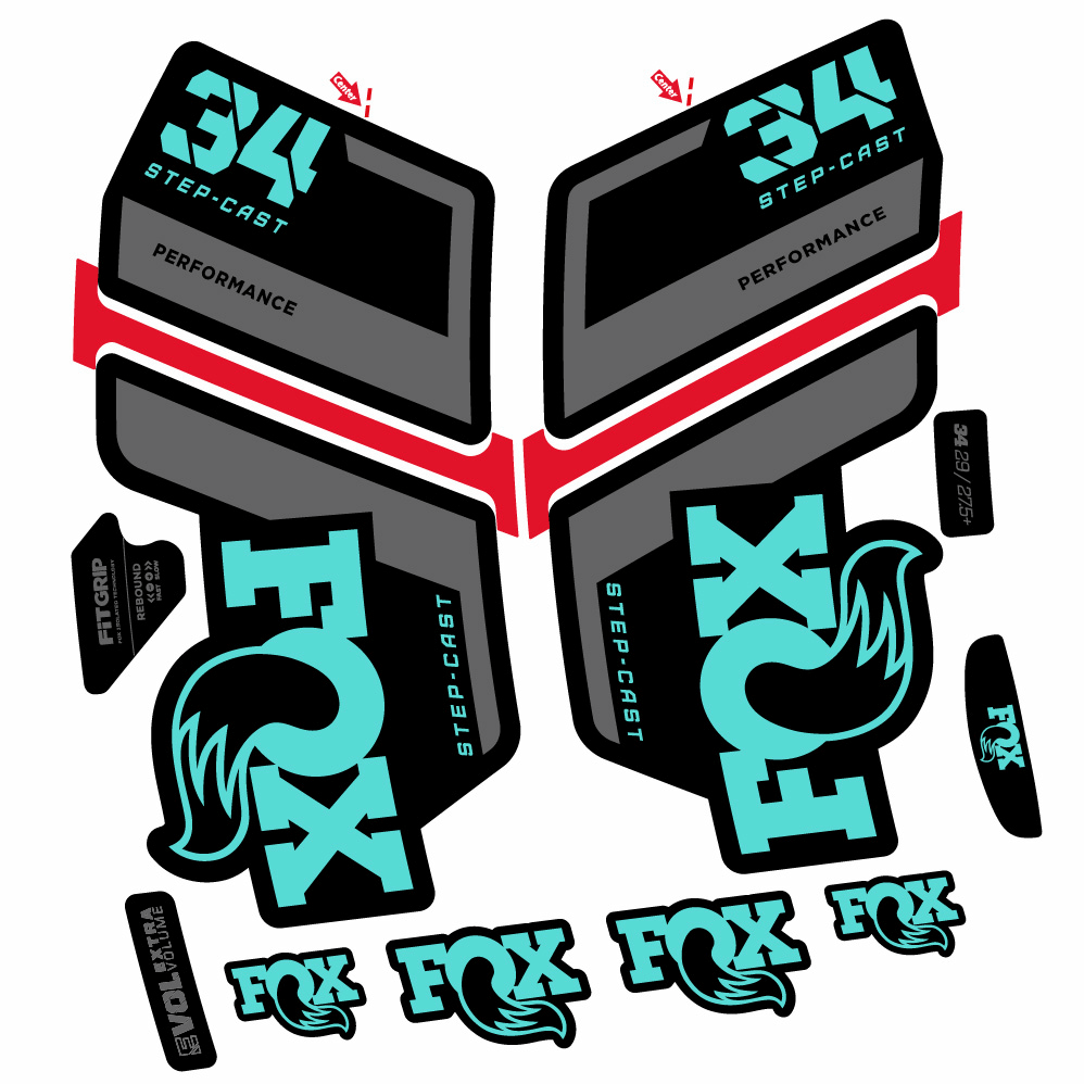 Stickers Fox 34 Performance SC 2022 compatibles Autocollants fourche VTT 29"