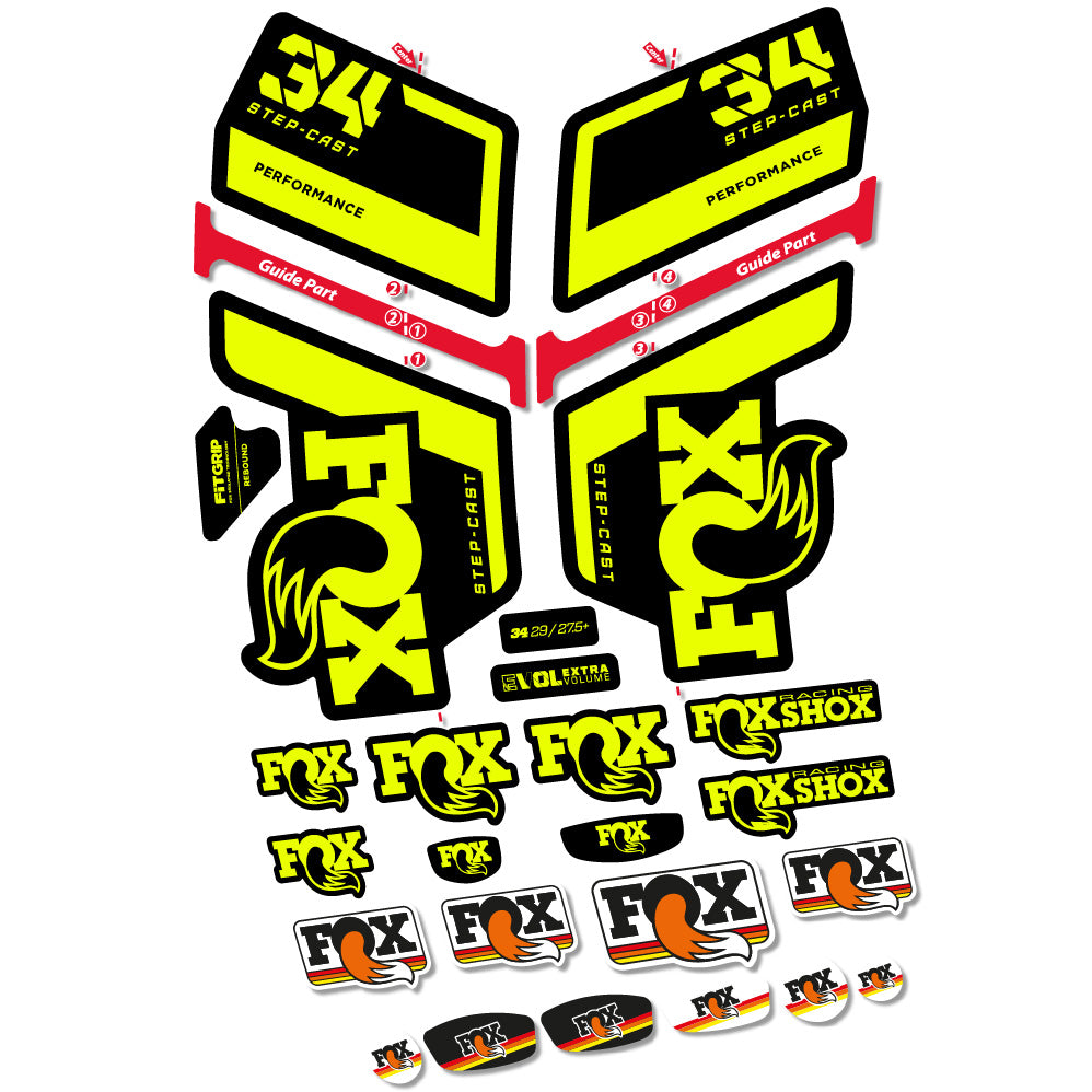 Stickers FOX 34 Step Cast Performance compatibles Autocollants fourche VTT 29"