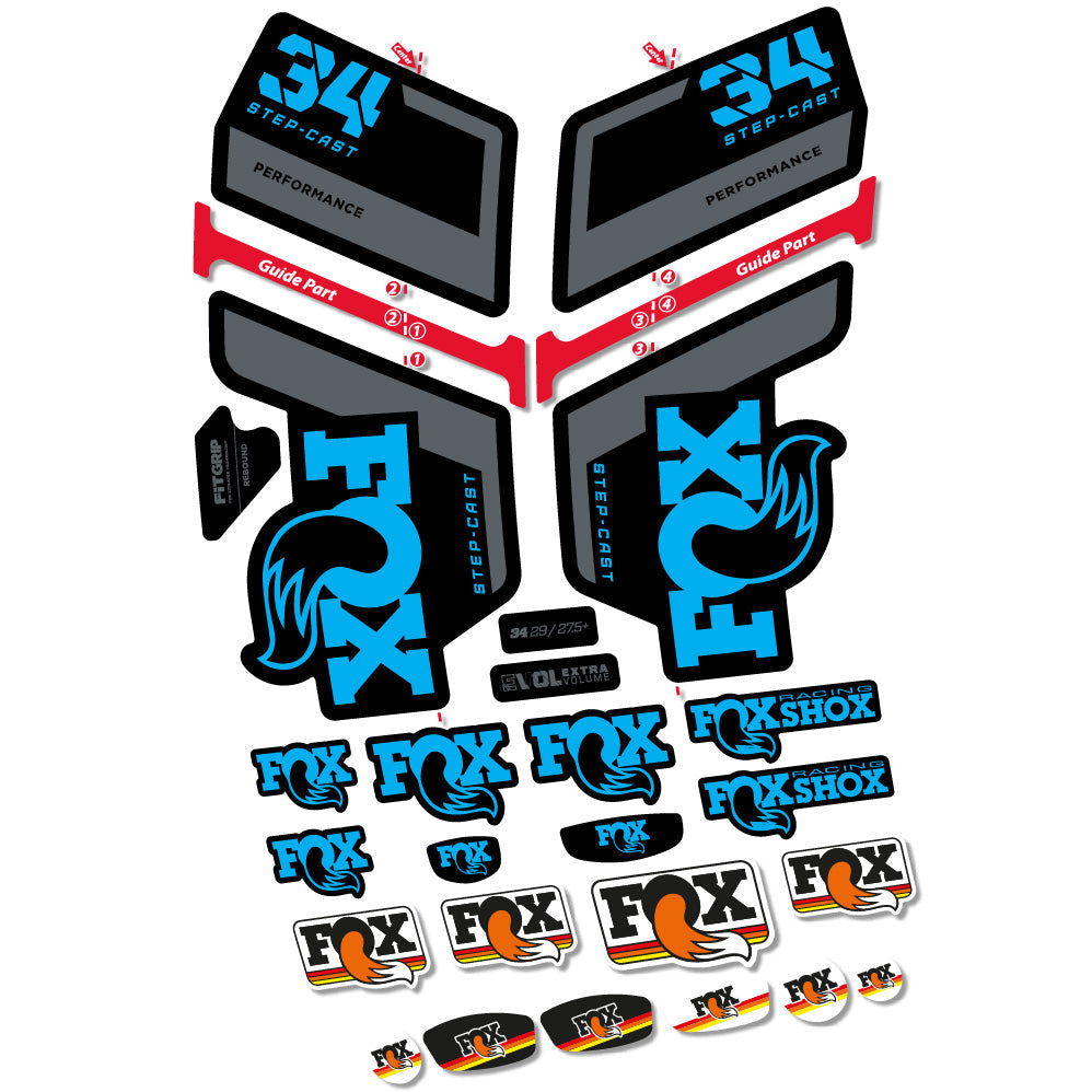Stickers FOX 34 Step Cast Performance compatibles Autocollants fourche VTT 29"