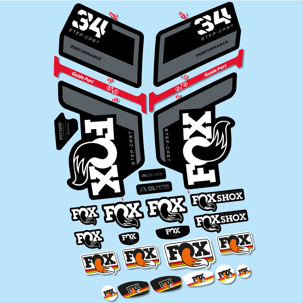 Stickers FOX 34 Step Cast Performance compatibles Autocollants fourche VTT 29"