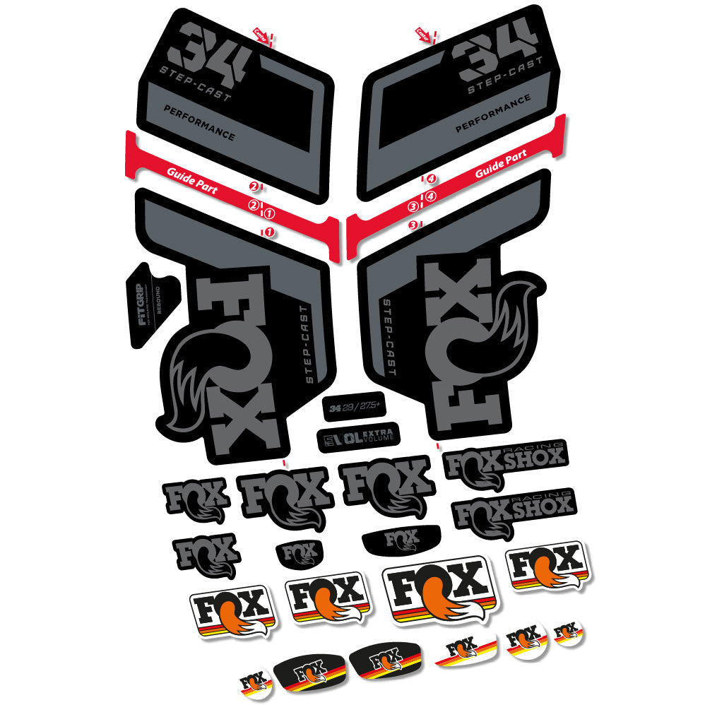 Stickers FOX 34 Step Cast Performance compatibles Autocollants fourche VTT 29"