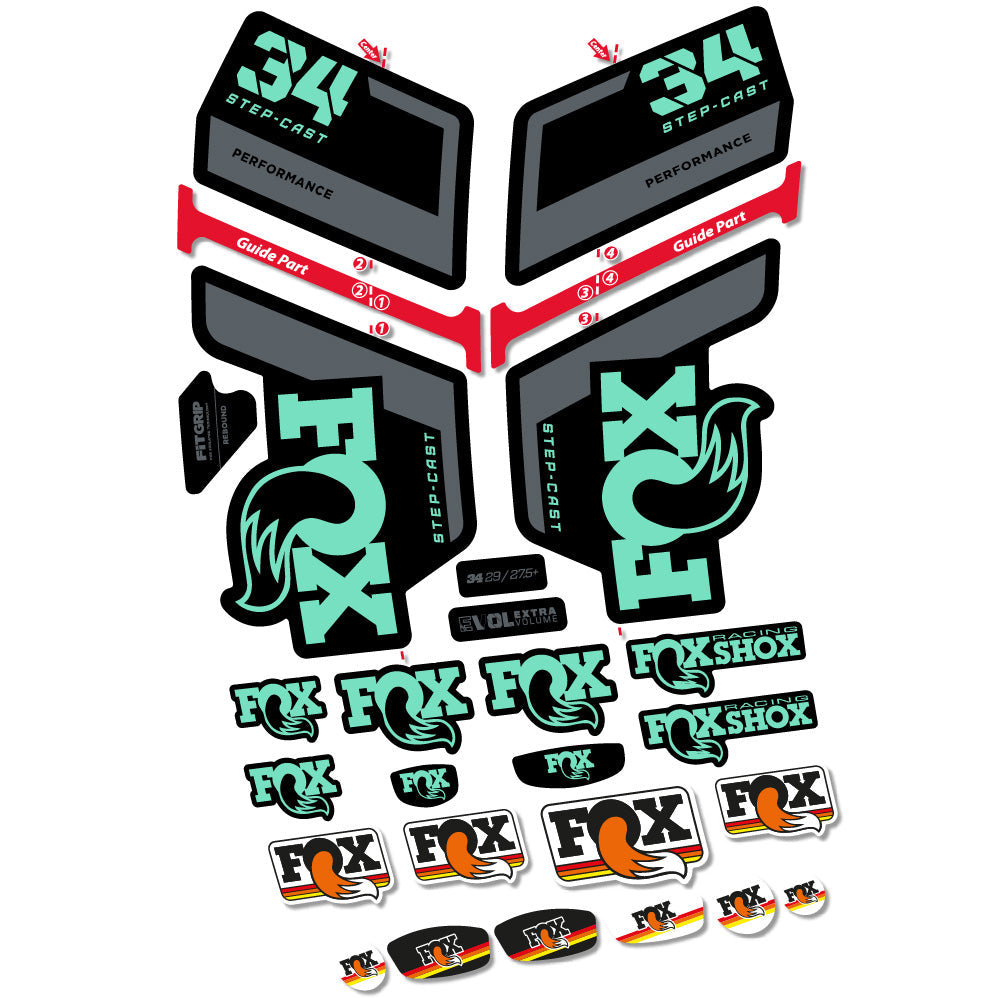 Stickers FOX 34 Step Cast Performance compatibles Autocollants fourche VTT 29"