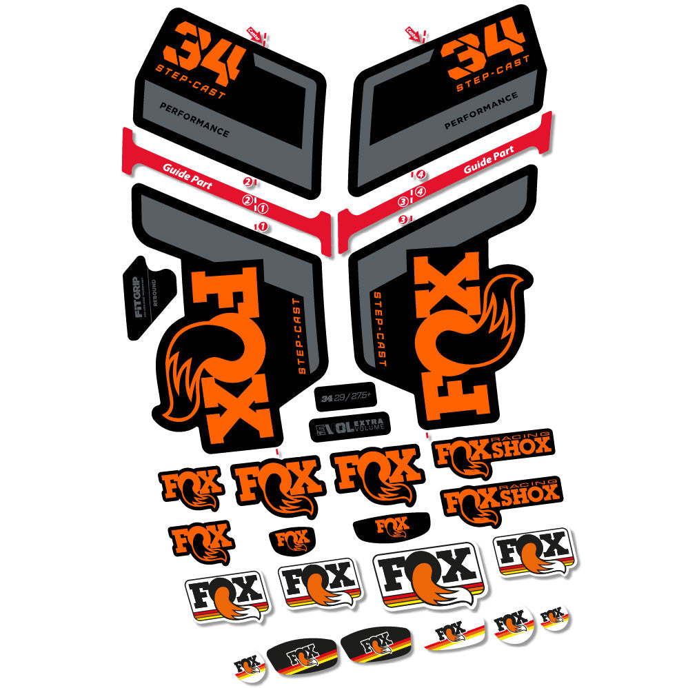 Stickers FOX 34 Step Cast Performance compatibles Autocollants fourche VTT 29"