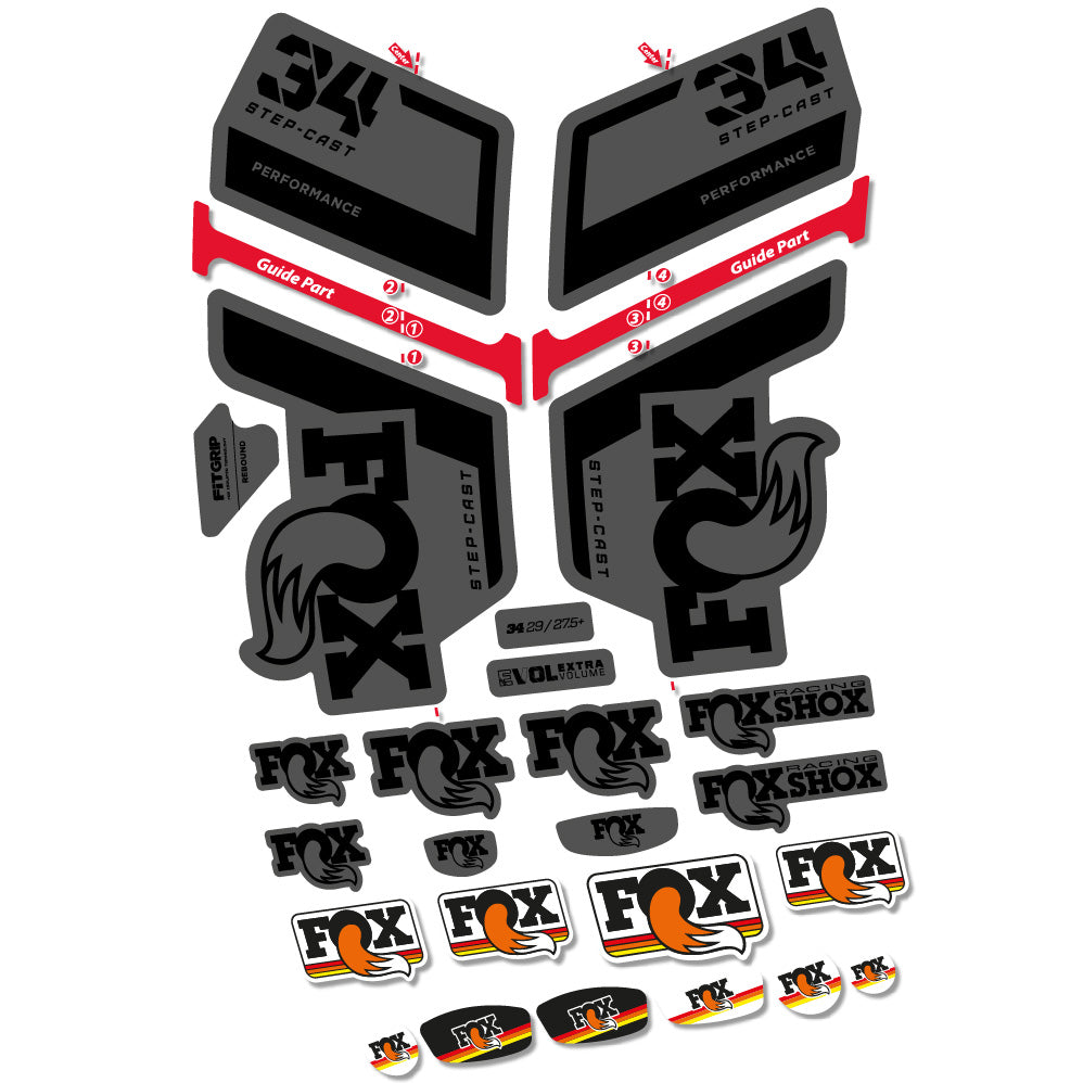 Stickers FOX 34 Step Cast Performance compatibles Autocollants fourche VTT 29"