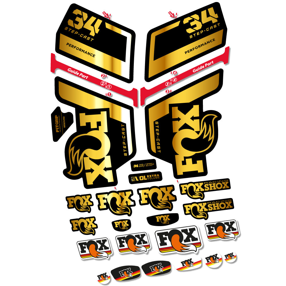 Stickers FOX 34 Step Cast Performance compatibles Autocollants fourche VTT 29"