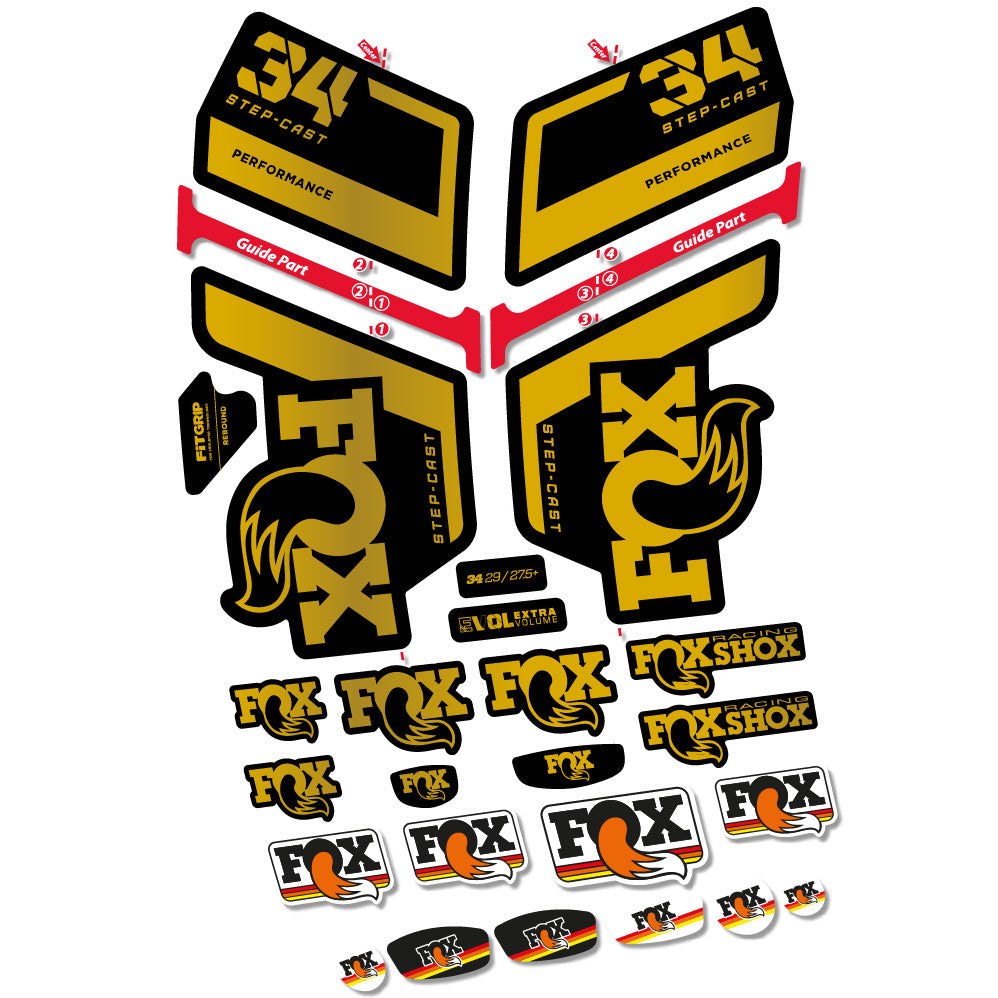 Stickers FOX 34 Step Cast Performance compatibles Autocollants fourche VTT 29"