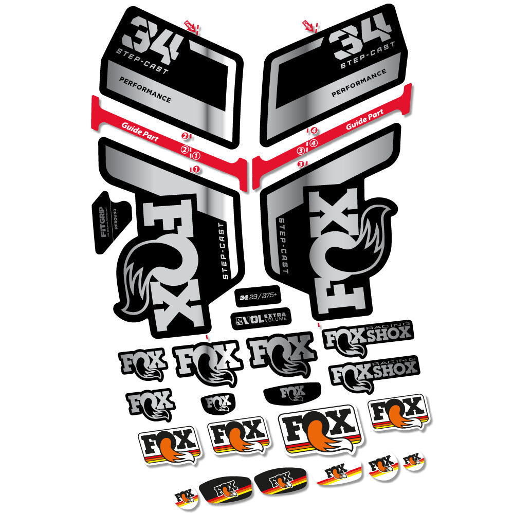 Stickers FOX 34 Step Cast Performance compatibles Autocollants fourche VTT 29"