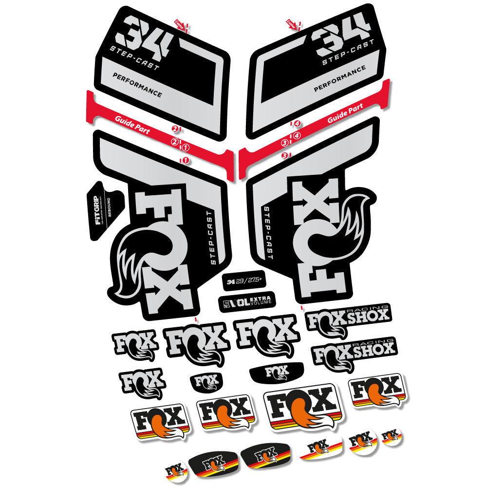 Stickers FOX 34 Step Cast Performance compatibles Autocollants fourche VTT 29"