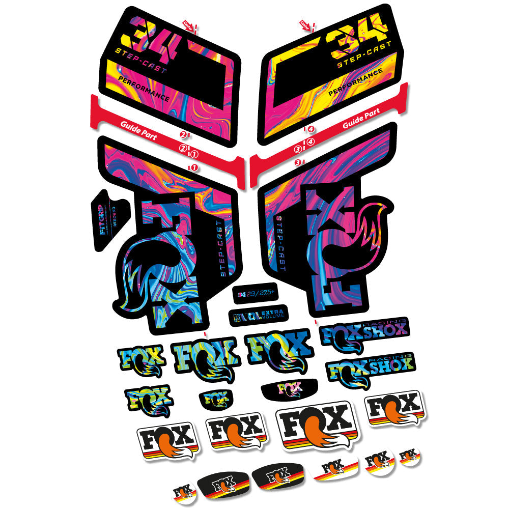 Stickers FOX 34 Step Cast Performance compatibles Autocollants fourche VTT 29"