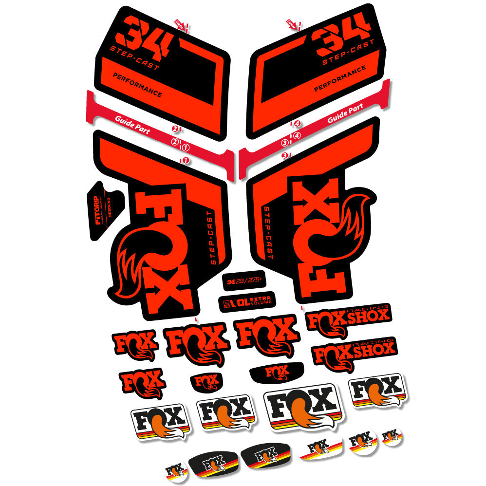 Stickers FOX 34 Step Cast Performance compatibles Autocollants fourche VTT 29"