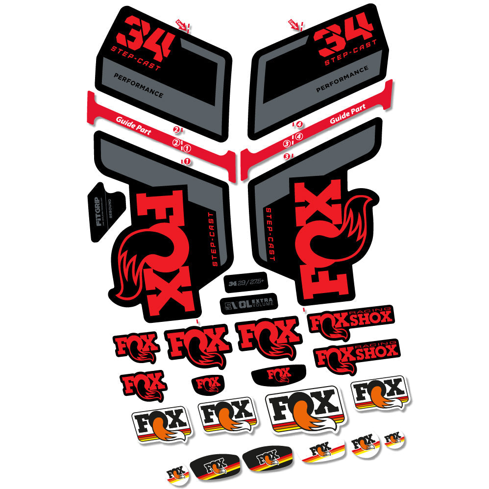 Stickers FOX 34 Step Cast Performance compatibles Autocollants fourche VTT 29"