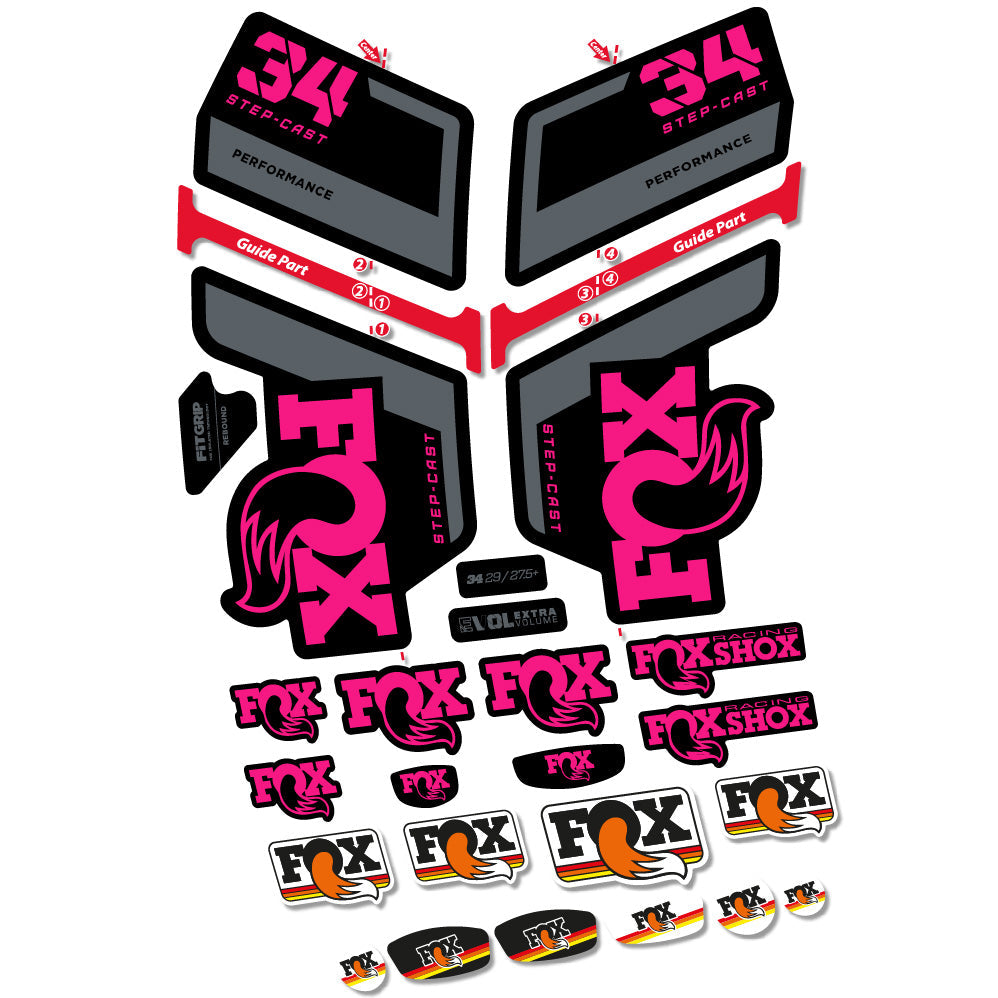Stickers FOX 34 Step Cast Performance compatibles Autocollants fourche VTT 29"