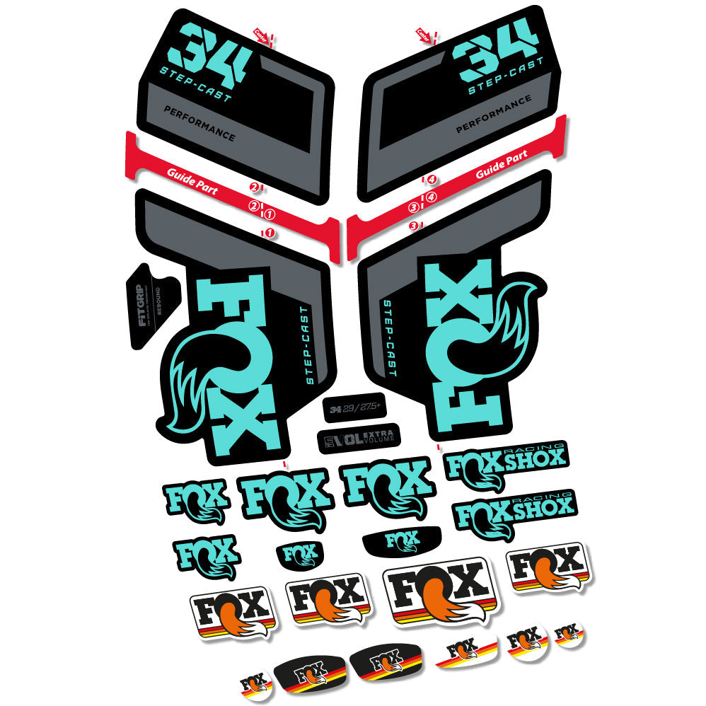 Stickers FOX 34 Step Cast Performance compatibles Autocollants fourche VTT 29"