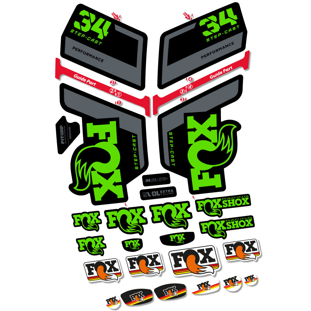 Stickers FOX 34 Step Cast Performance compatibles Autocollants fourche VTT 29"