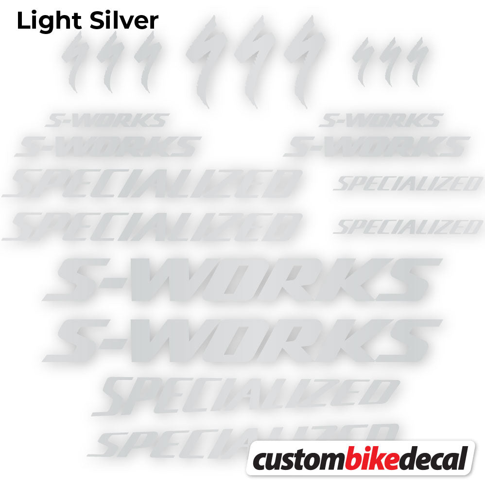 Light Silver decal for Specialized S-Works frame – bike sticker vinyl