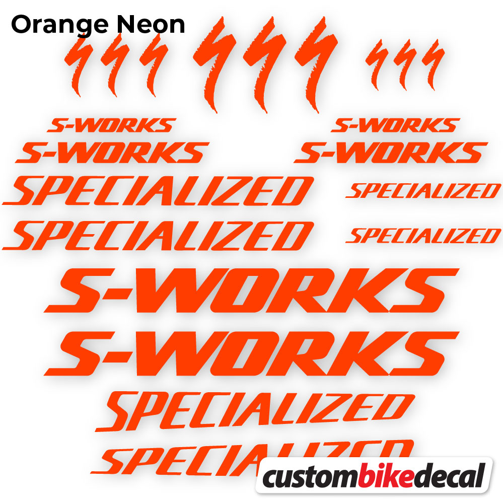 Orange Neon decal for Specialized S-Works frame – bike sticker vinyl
