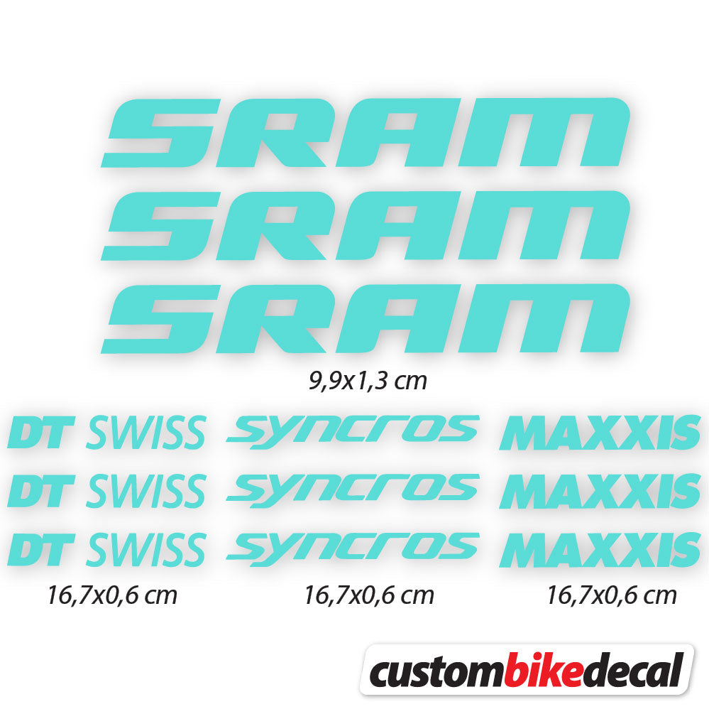 Blue Green decal for Sram DT Swiss Syncross Maxxis frame – bike sticker vinyl
