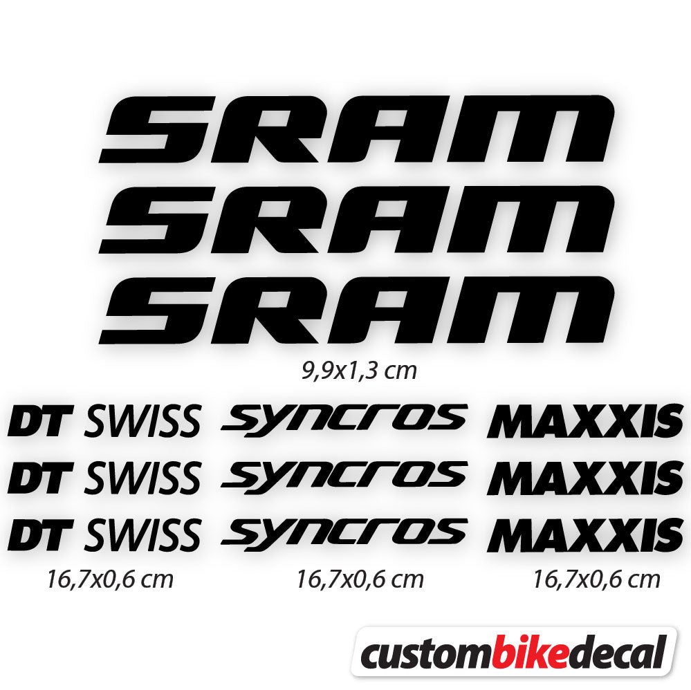 Black decal for Sram DT Swiss Syncross Maxxis frame – bike sticker vinyl