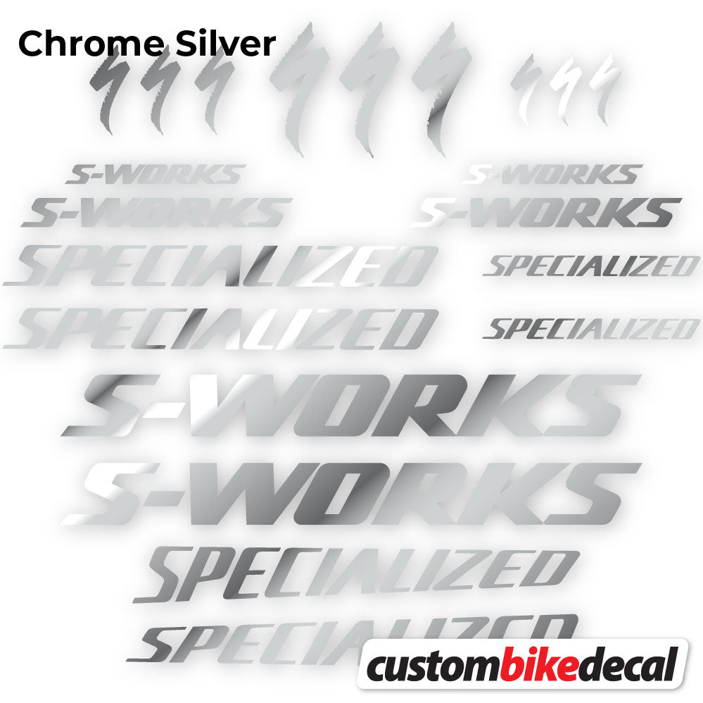 Chrome Silver decal for Specialized S-Works frame – bike sticker vinyl