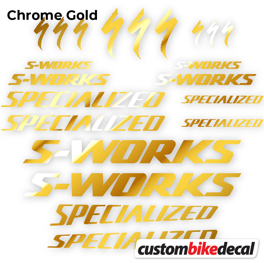 Chrome Gold decal for Specialized S-Works frame – bike sticker vinyl