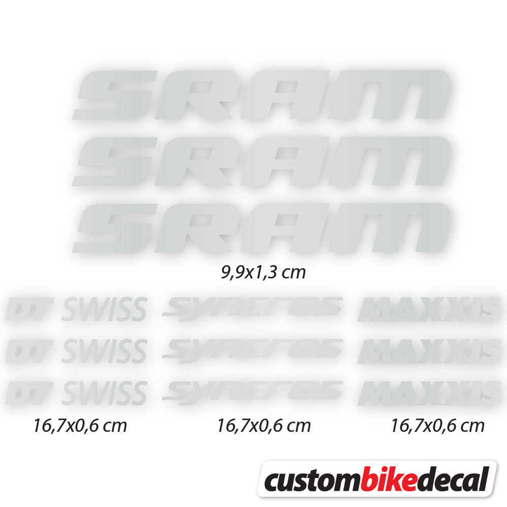 Light Silver decal for Sram DT Swiss Syncross Maxxis frame – bike sticker vinyl