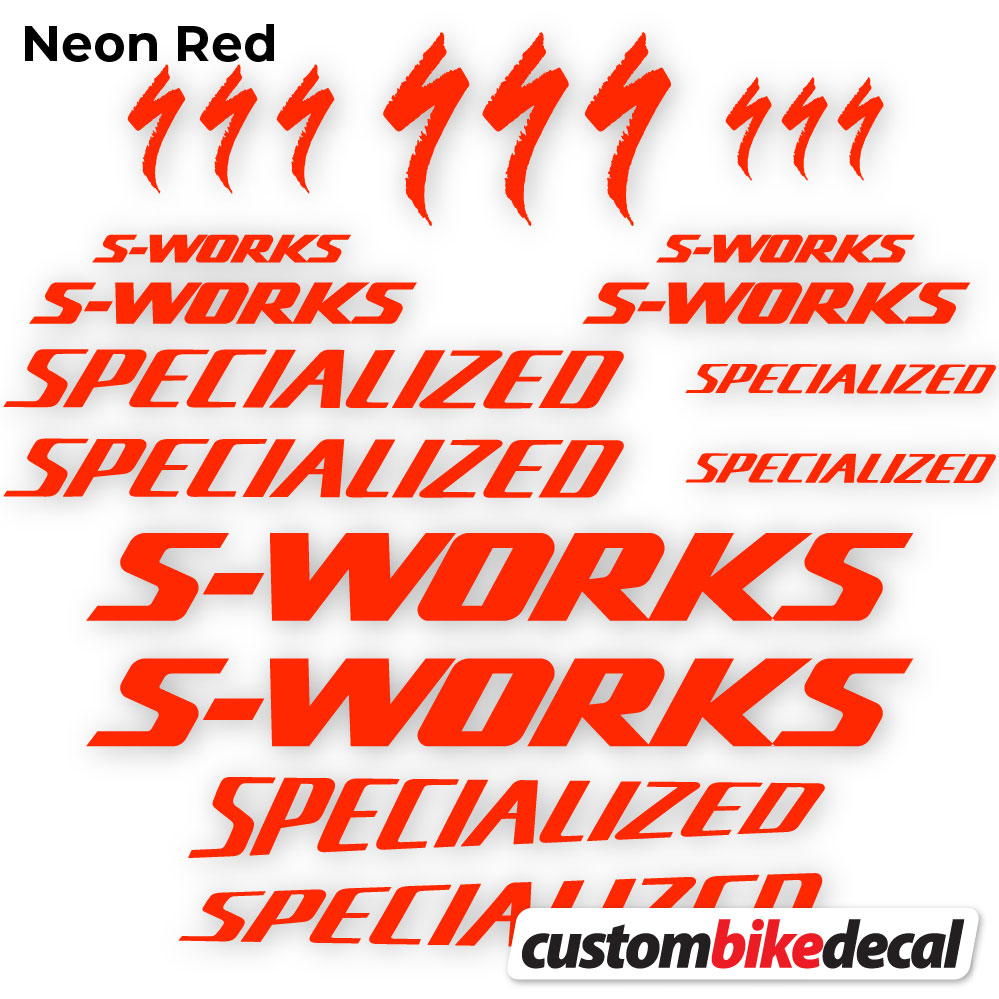 Neon Red decal for Specialized S-Works frame – bike sticker vinyl
