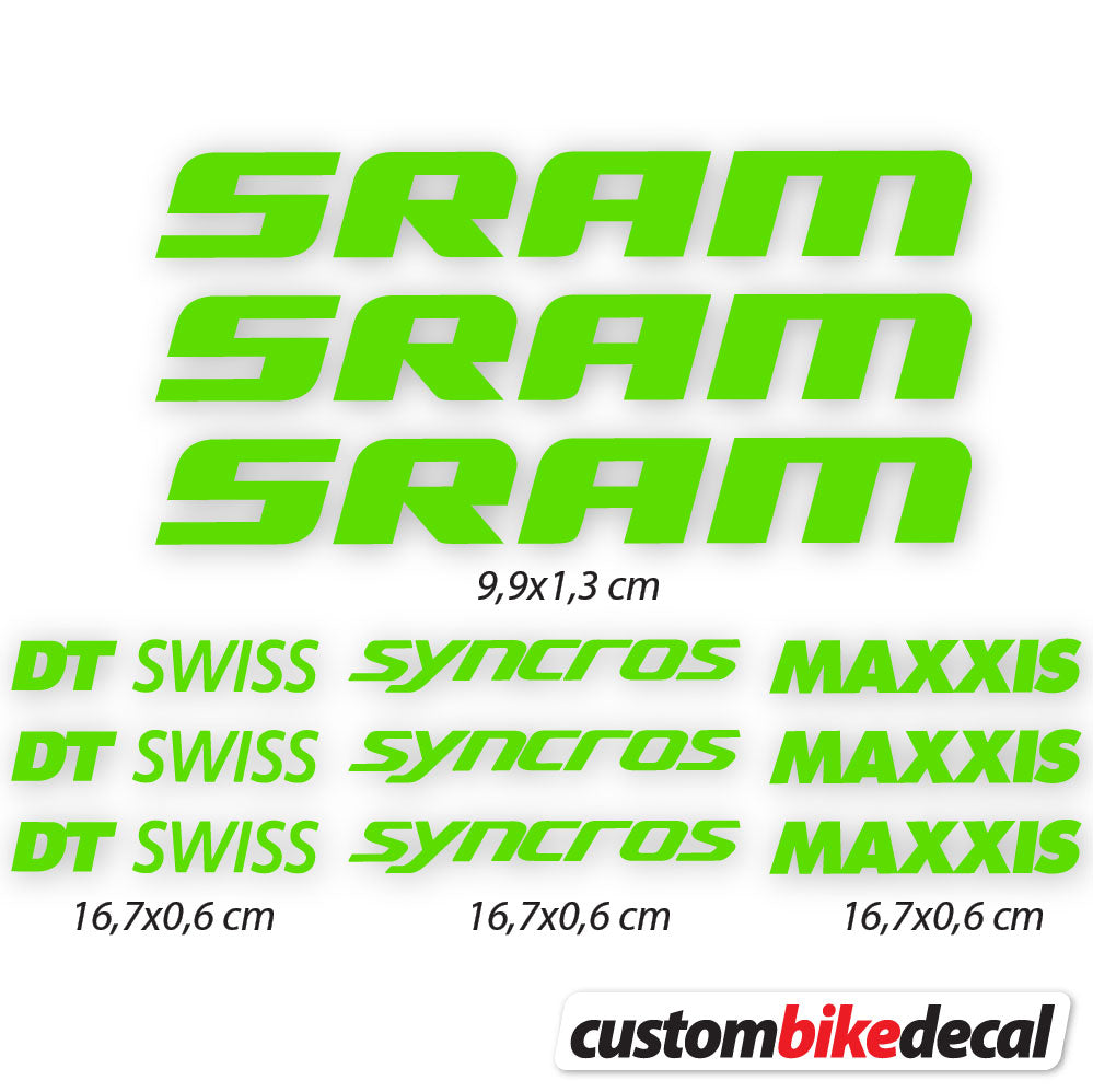 Apple Green decal for Sram DT Swiss Syncross Maxxis frame – bike sticker vinyl
