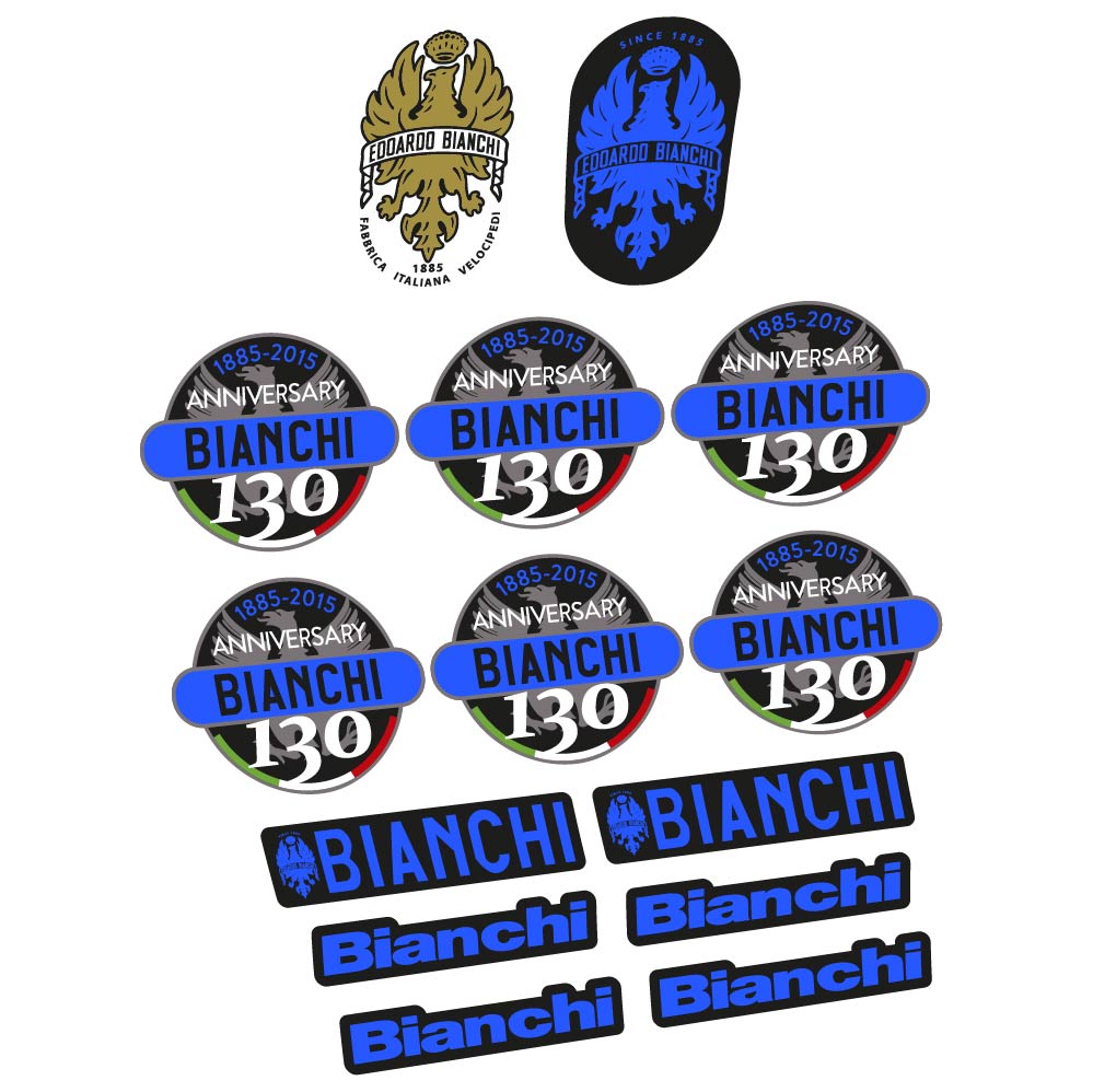 Stickers Bianchi 130th Anniversary compatibles - Autocollants cadre vélo vintage
