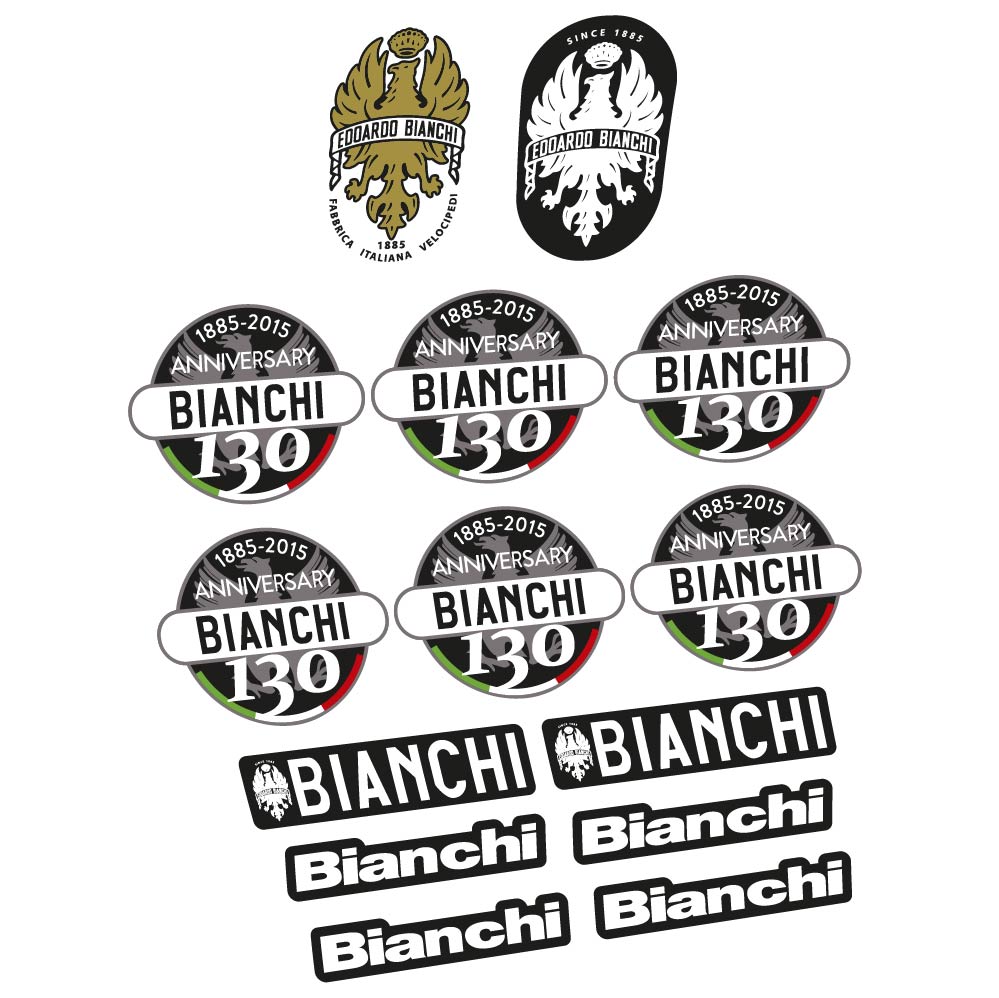 Stickers Bianchi 130th Anniversary compatibles - Autocollants cadre vélo vintage