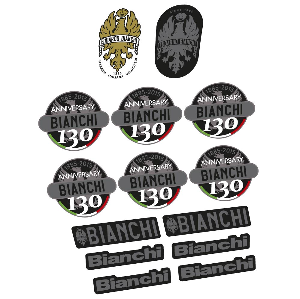 Stickers Bianchi 130th Anniversary compatibles - Autocollants cadre vélo vintage
