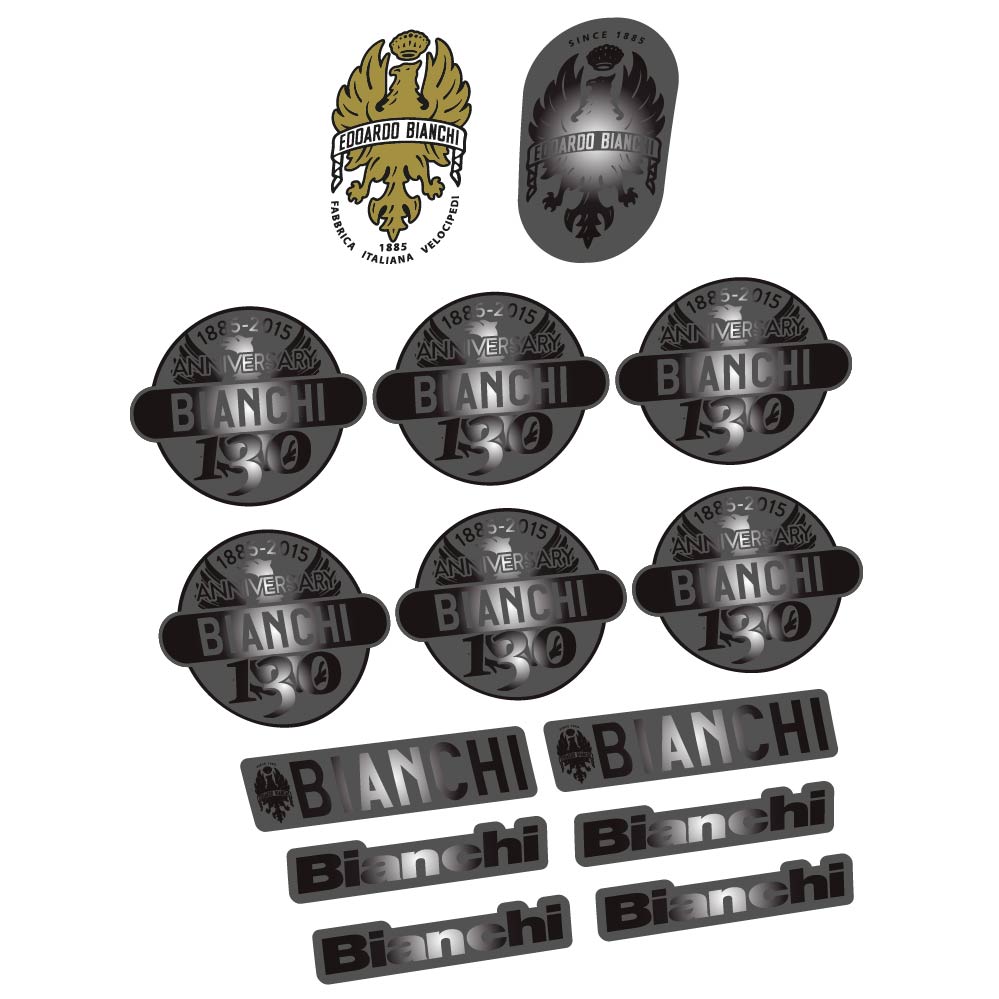 Stickers Bianchi 130th Anniversary compatibles - Autocollants cadre vélo vintage