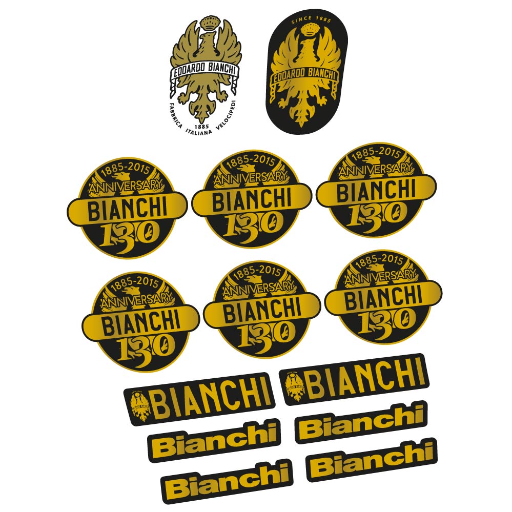 Stickers Bianchi 130th Anniversary compatibles - Autocollants cadre vélo vintage