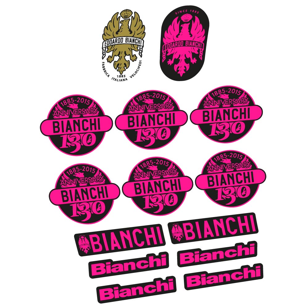 Stickers Bianchi 130th Anniversary, vintage compatibles Autocollants cadre Route