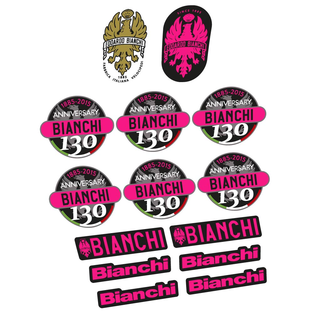 Stickers Bianchi 130th Anniversary compatibles - Autocollants cadre vélo vintage