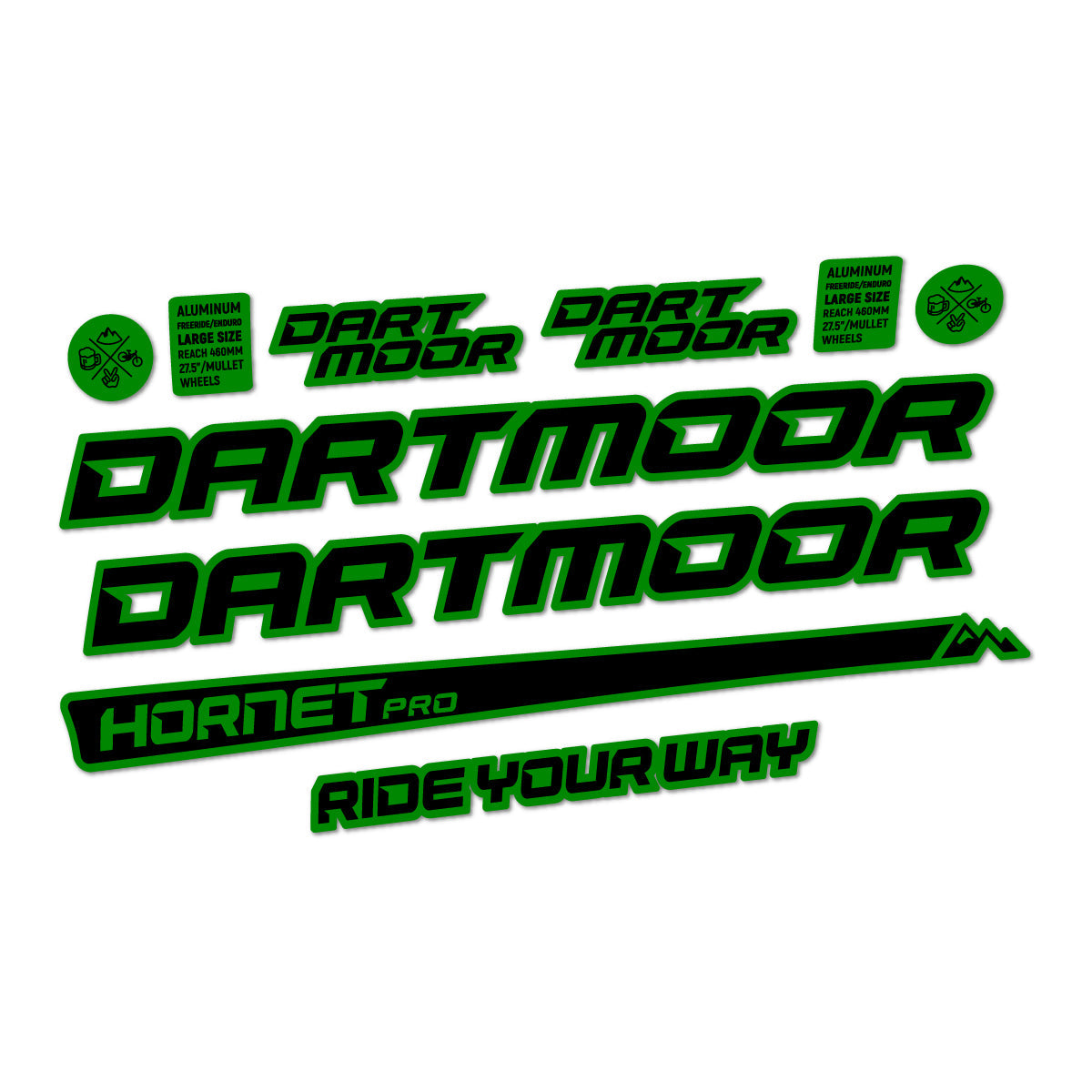 Medium Green decal for Dartmoor Hornet Pro 2022-2026 frame – bike sticker vinyl